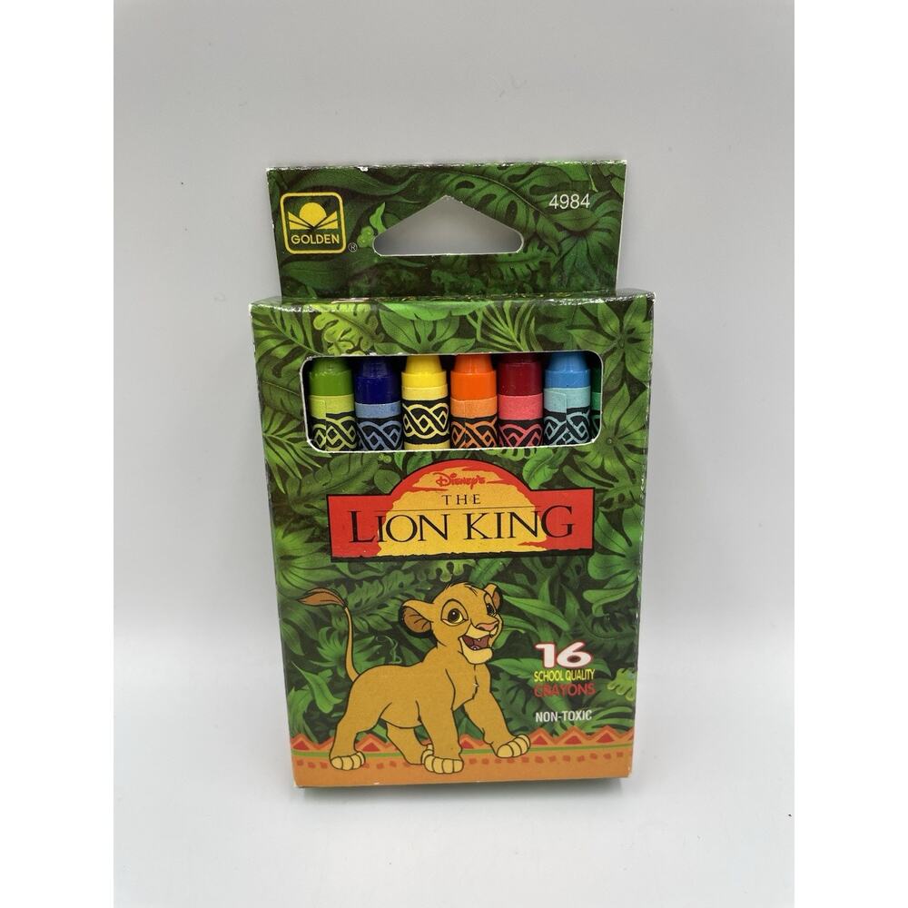 Vintage 90s Disney Lion King - Box Of 16 New Golden Crayons - SEALED